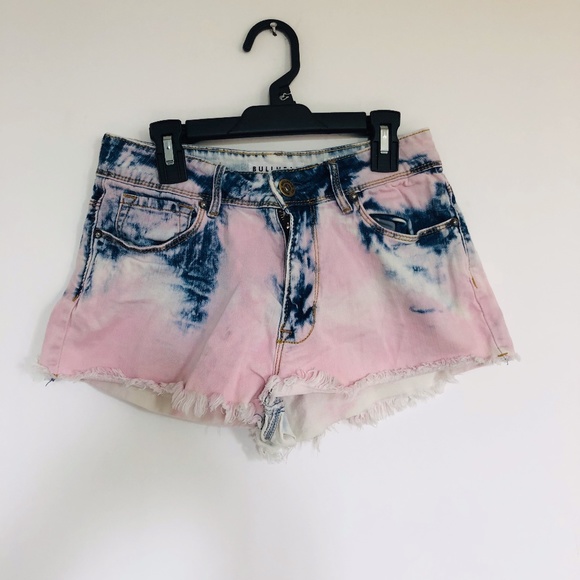 tie dye denim shorts